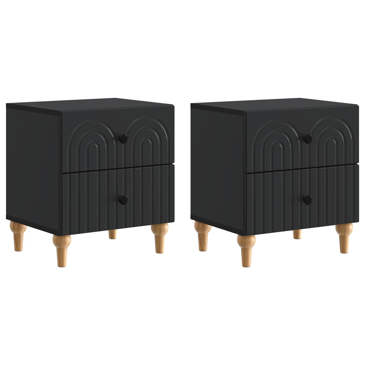 Nachttisch 2 stk. Schwarz 43 x 34,5 x 48 cm Holzwerkstoff