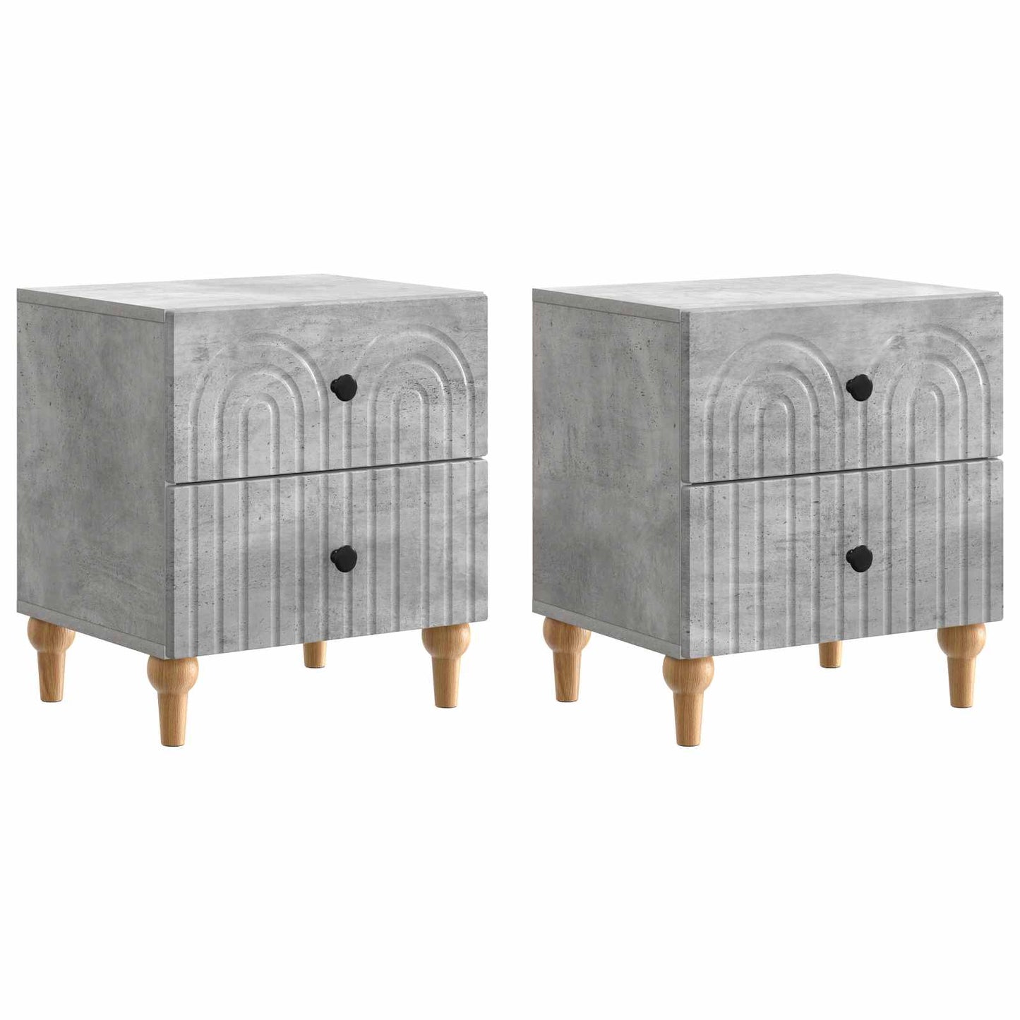 Nachttisch 2 stk. Betongrau 43 x 34,5 x 48 cm Holzwerkstoff