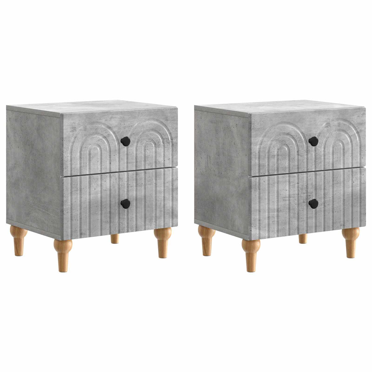 Nachttisch 2 stk. Betongrau 43 x 34,5 x 48 cm Holzwerkstoff