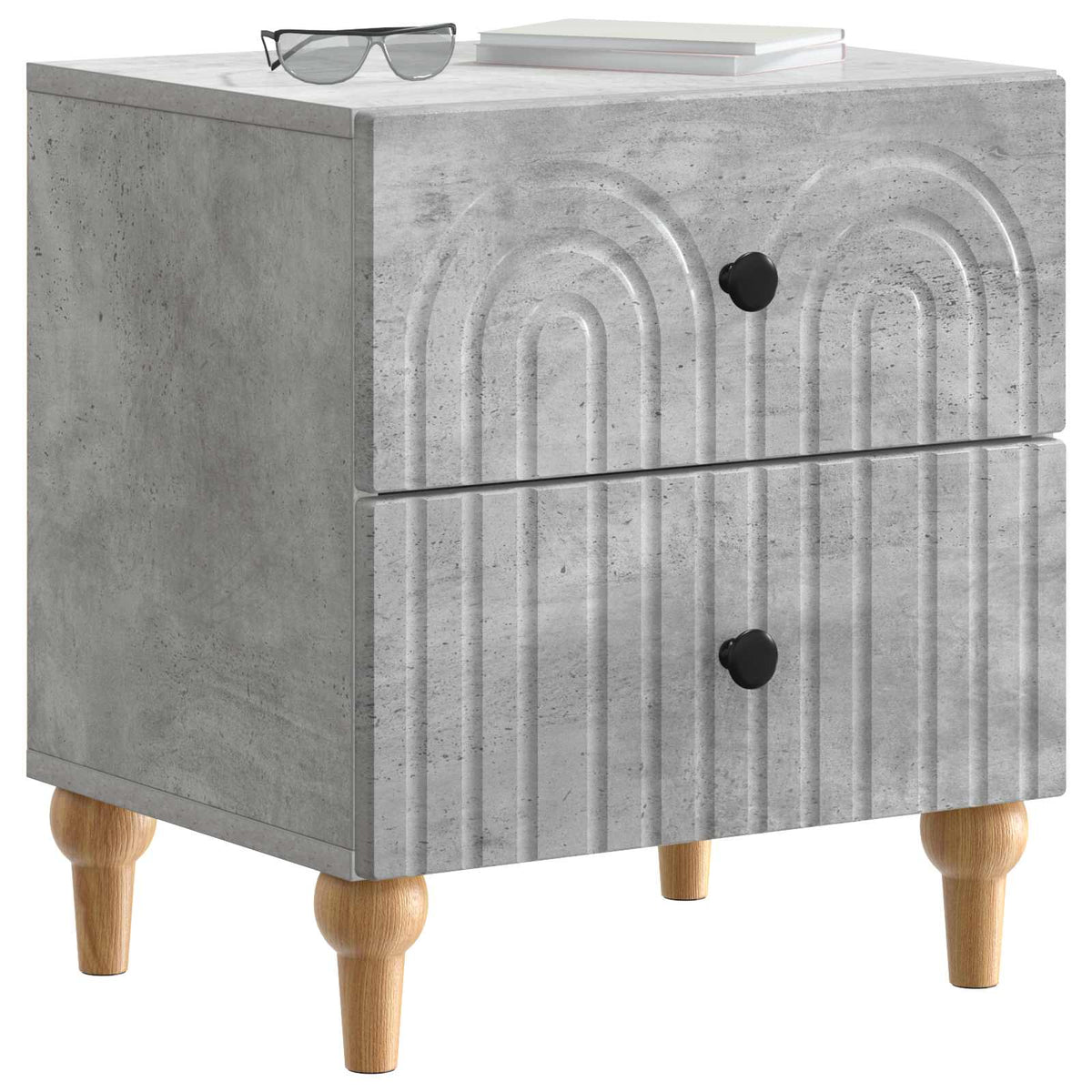Nachttisch 2 stk. Betongrau 43 x 34,5 x 48 cm Holzwerkstoff