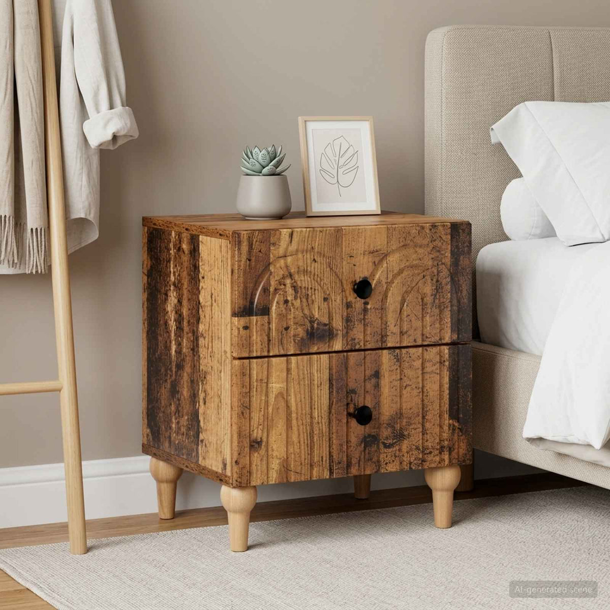 Nachttisch 2 stk. Altholz 43 x 34,5 x 48 cm Holzwerkstoff