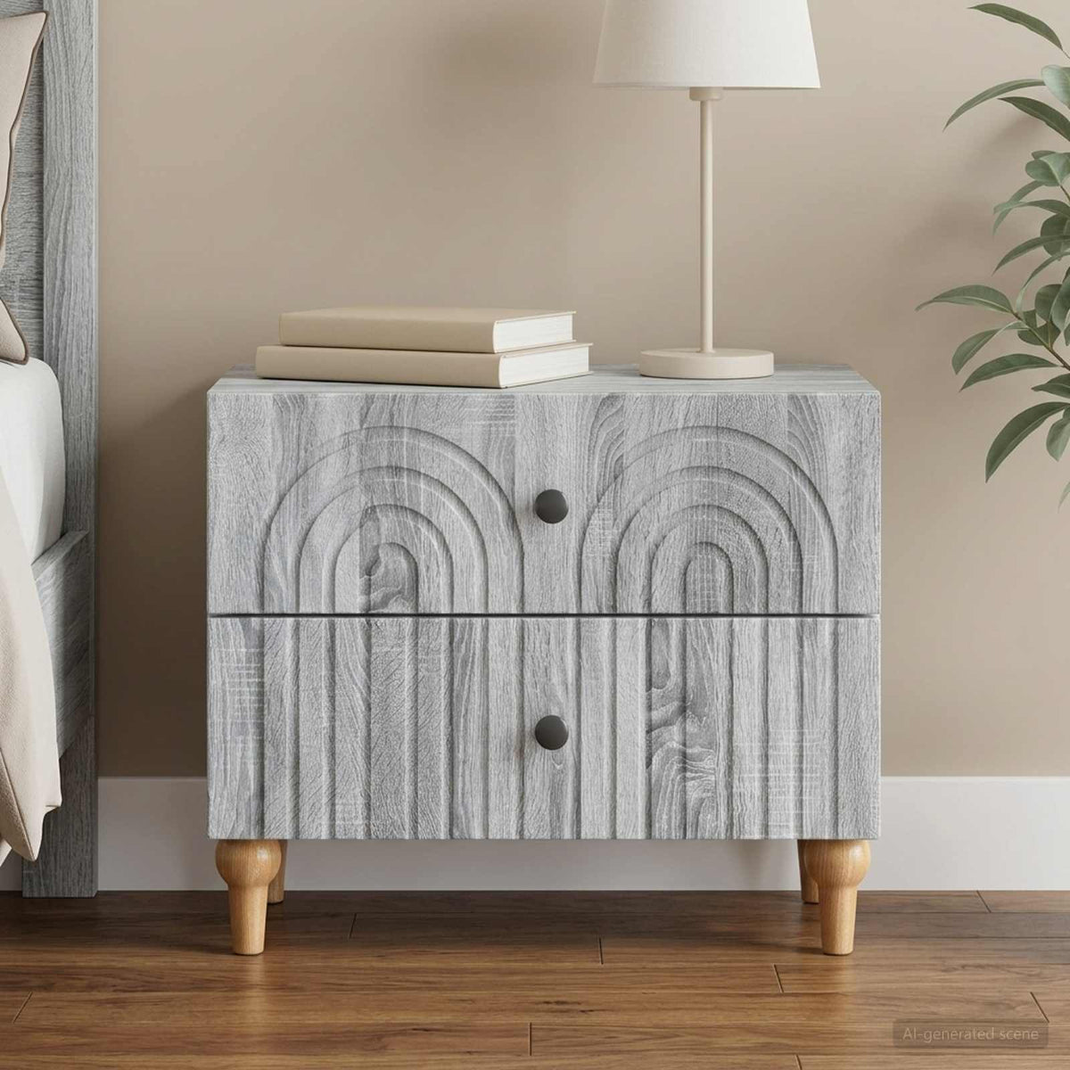 Nachttisch Graues Sonoma 62 x 34,5 x 48 cm Holzwerkstoff