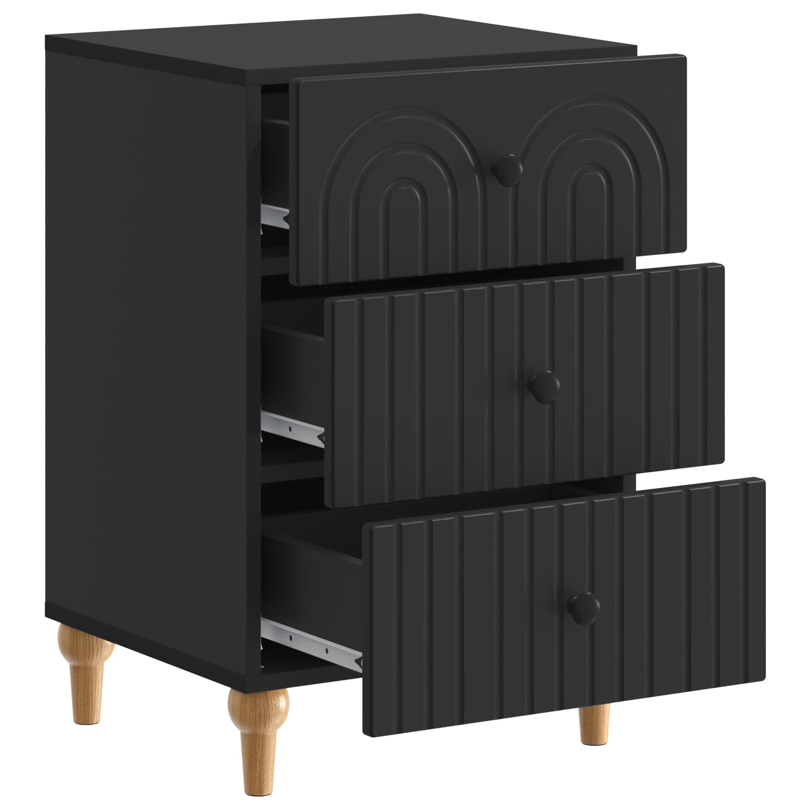Nachttisch Schwarz 43 x 41 x 66,5 cm Holzwerkstoff