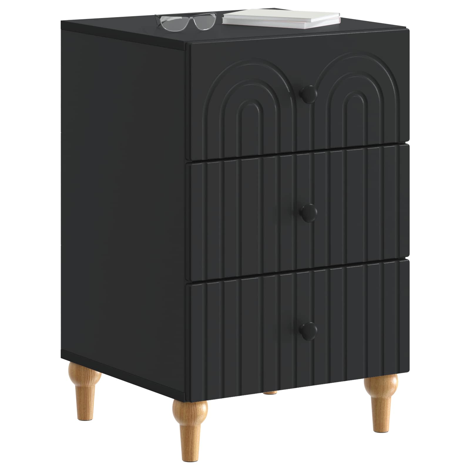 Nachttisch Schwarz 43 x 41 x 66,5 cm Holzwerkstoff