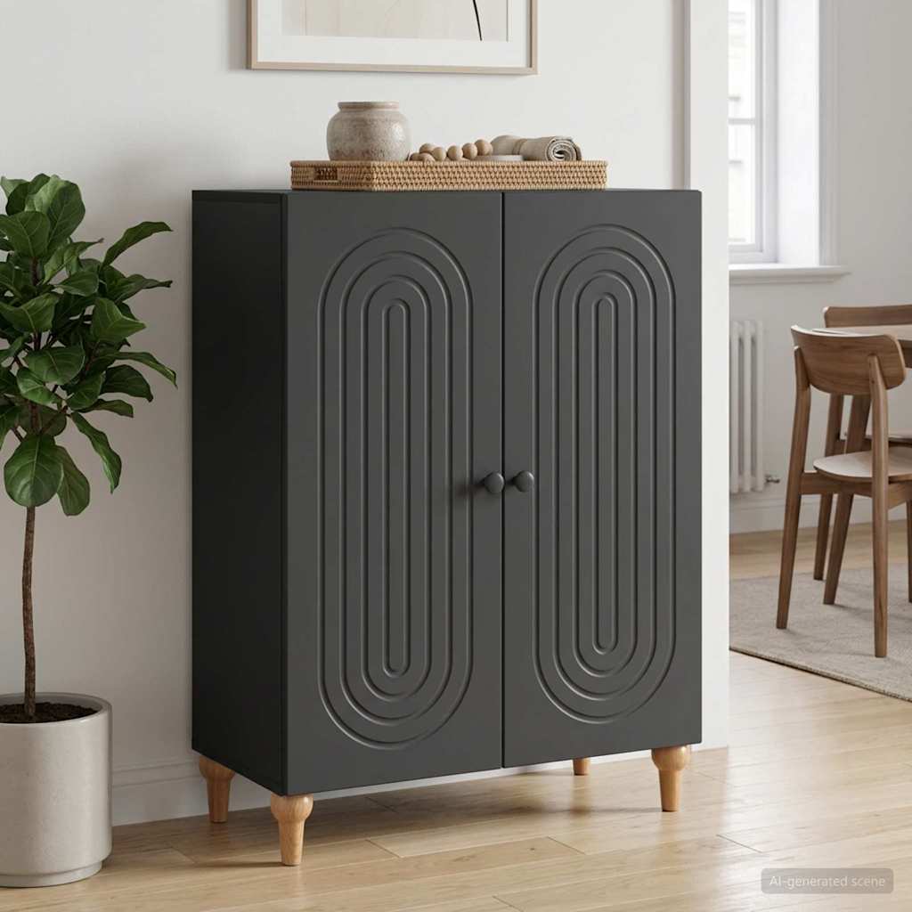 Sideboard Schwarz 66 x 34,5 x 90 cm Holzwerkstoff
