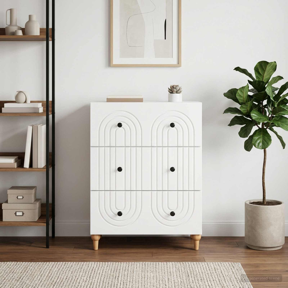 Schubladenschrank Weiß 66 x 34,5 x 90 cm Holzwerkstoff