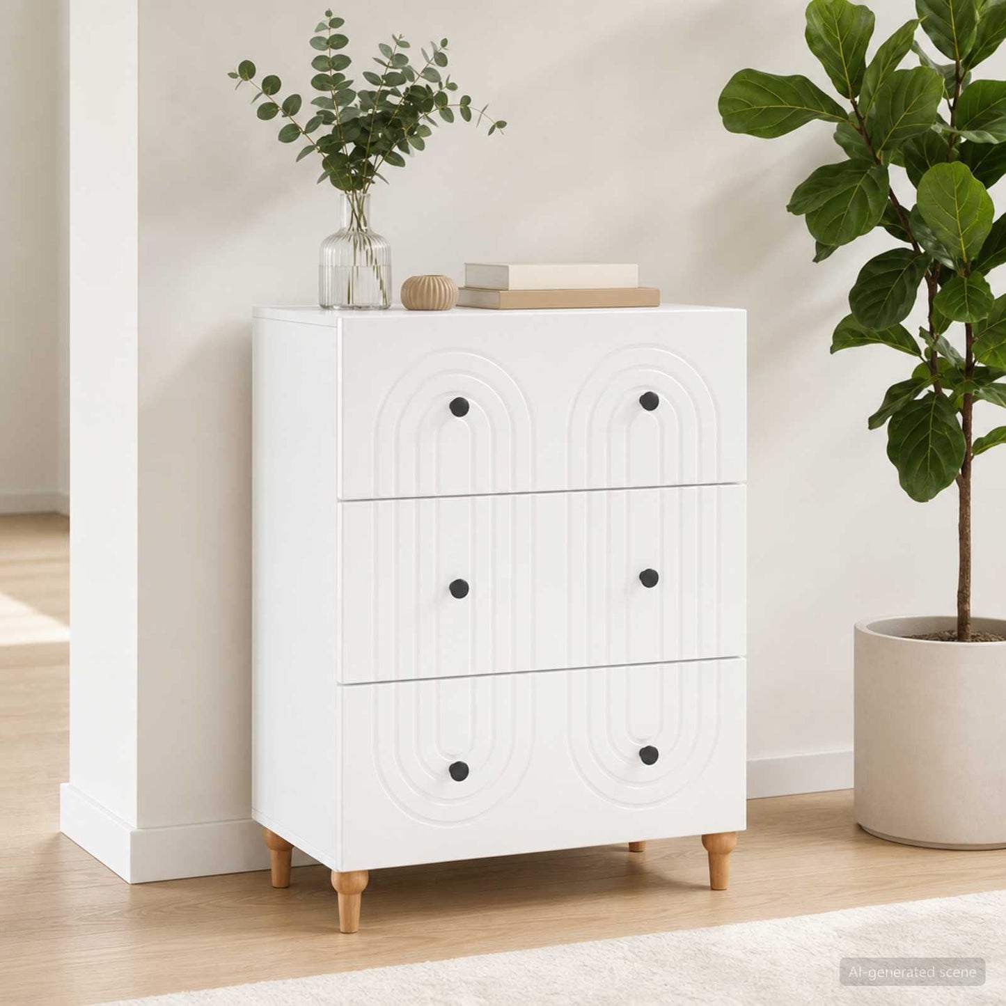 Schubladenschrank Weiß 66 x 34,5 x 90 cm Holzwerkstoff