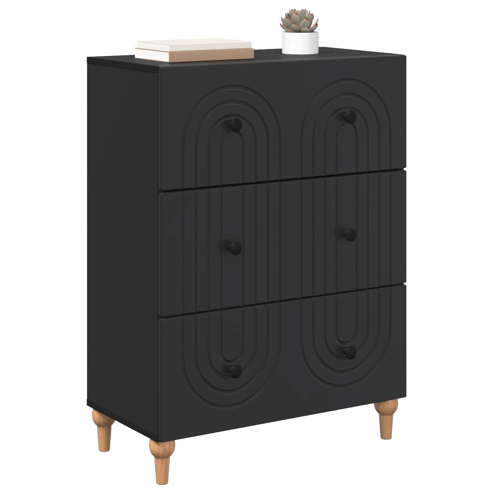 Schubladenschrank Schwarz 66 x 34,5 x 90 cm Holzwerkstoff