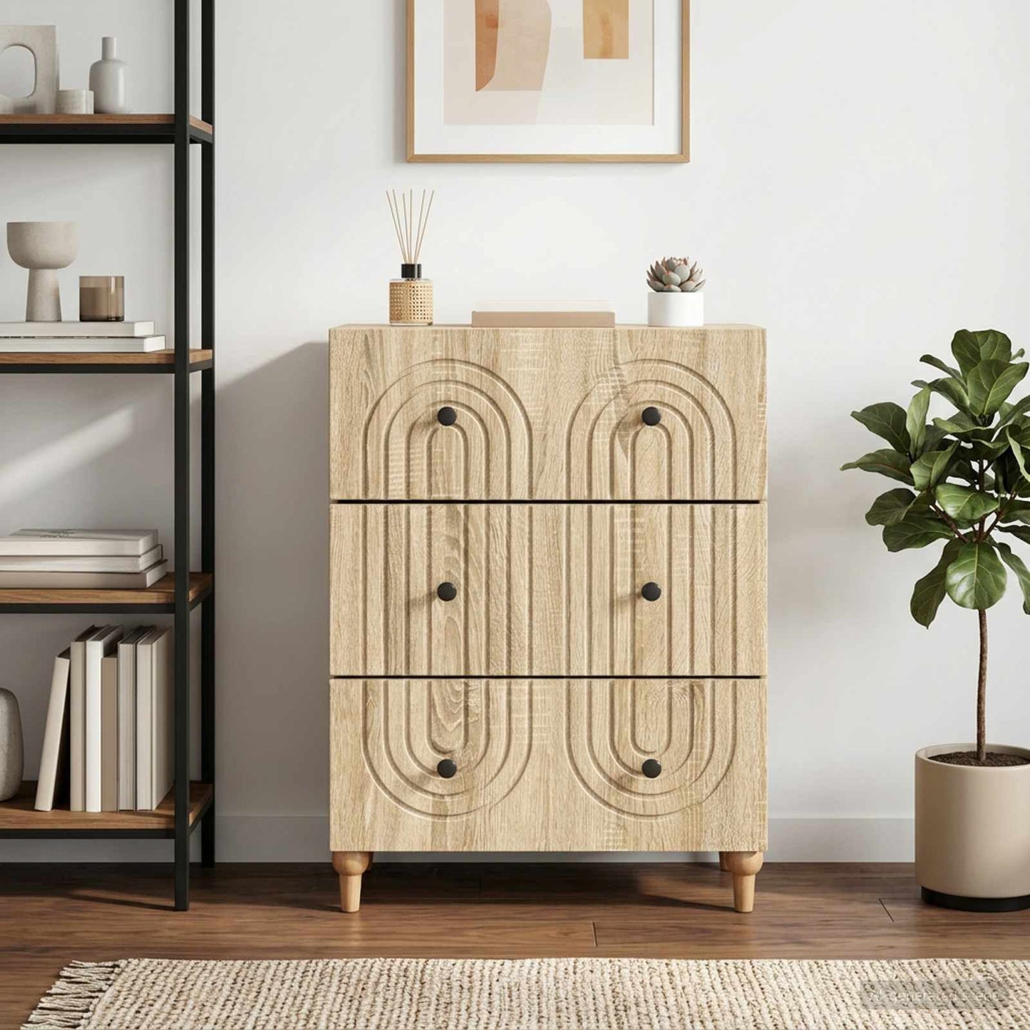 Schubladenschrank Sonoma-Eiche 66 x 34,5 x 90 cm Holzwerkstoff