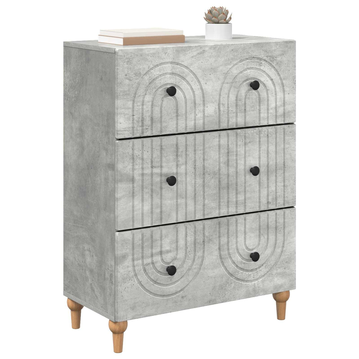 Schubladenschrank Betongrau 66 x 34,5 x 90 cm Holzwerkstoff