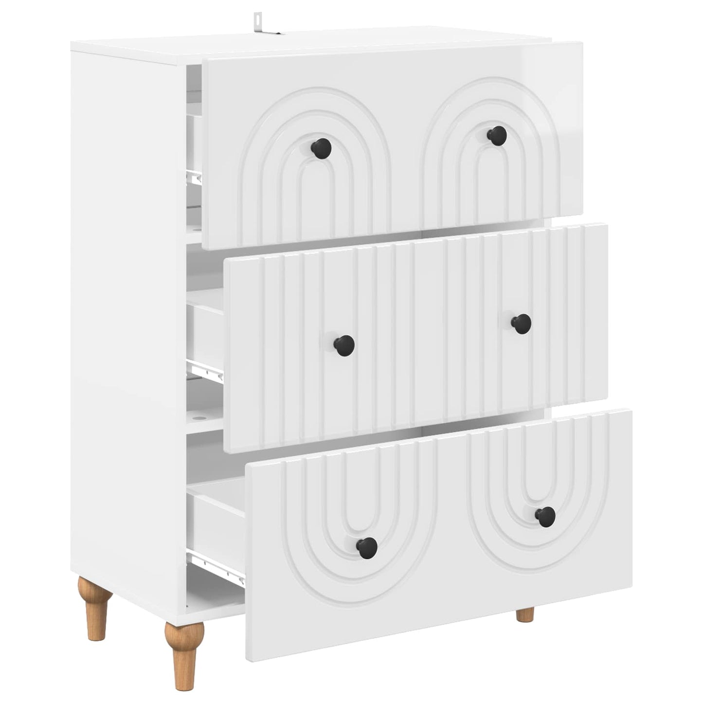 Schubladenschrank Hochglanz Weiß 66 x 34,5 x 90 cm
