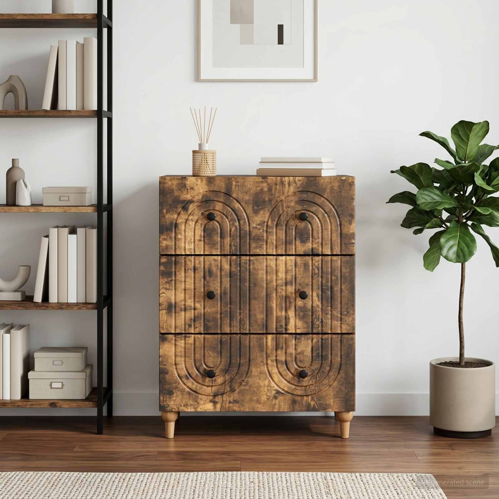 Schubladenschrank Geräucherte Eiche 66 x 34,5 x 90 cm
