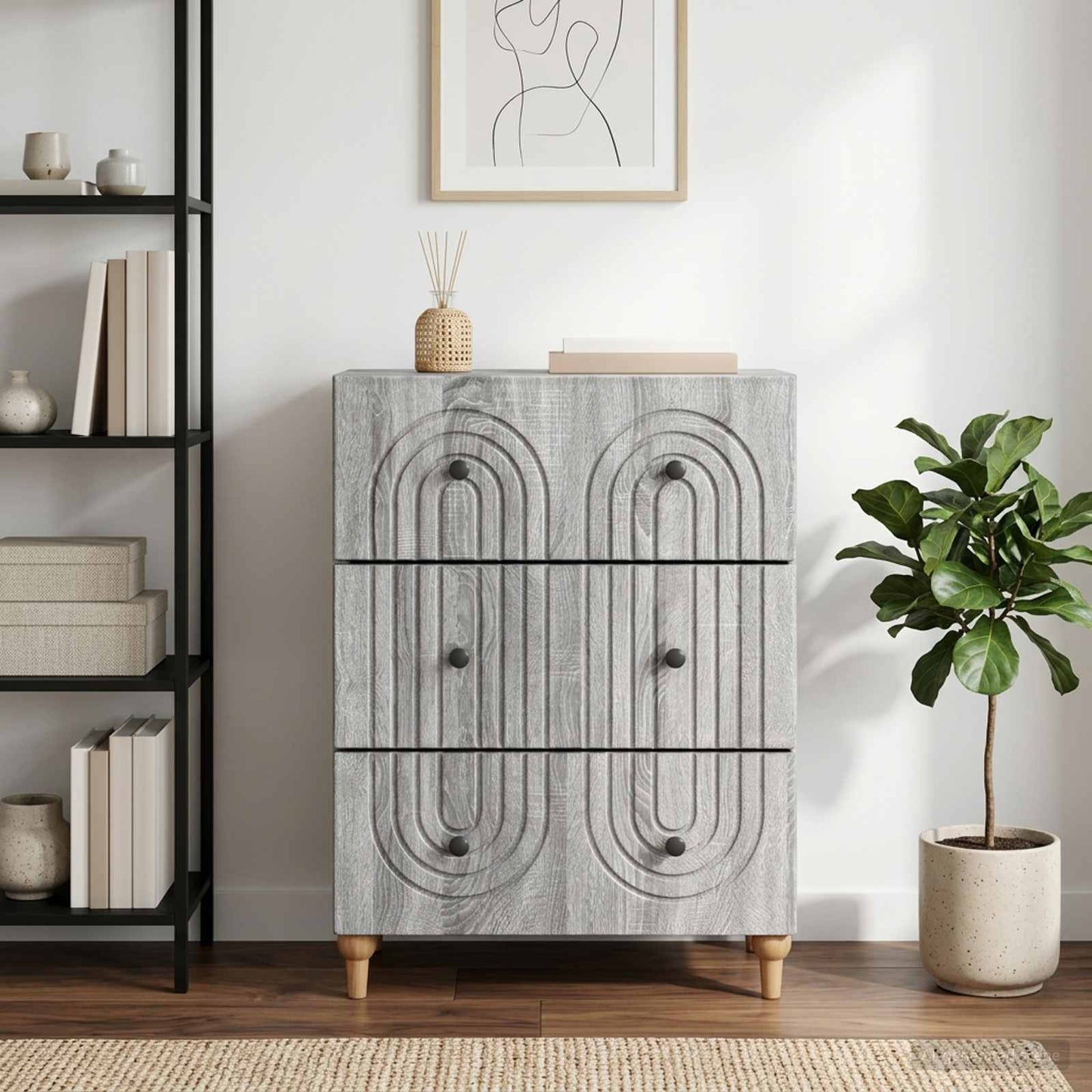 Schubladenschrank Graues Sonoma 66 x 34,5 x 90 cm Holzwerkstoff