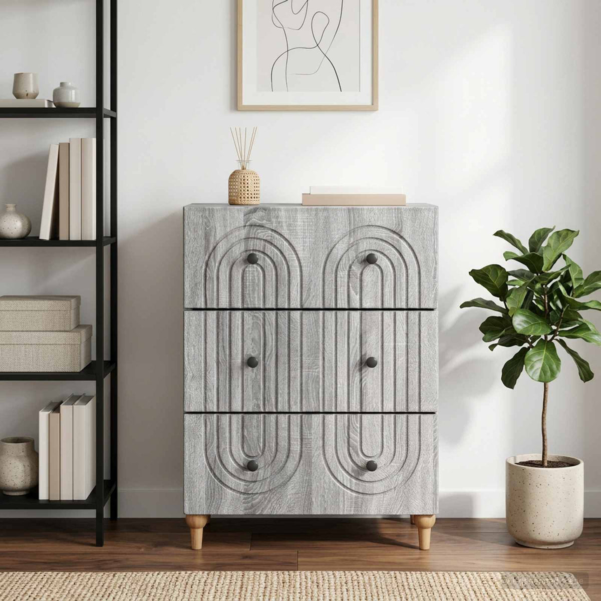 Schubladenschrank Graues Sonoma 66 x 34,5 x 90 cm Holzwerkstoff
