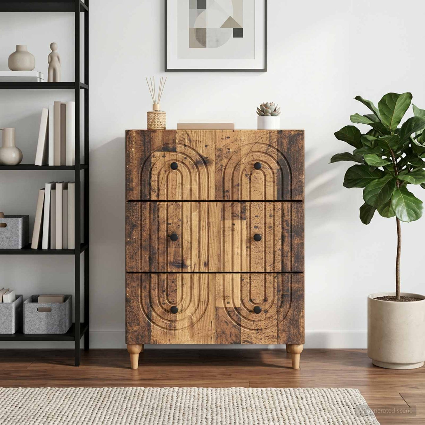 Schubladenschrank Altholz 66 x 34,5 x 90 cm Holzwerkstoff