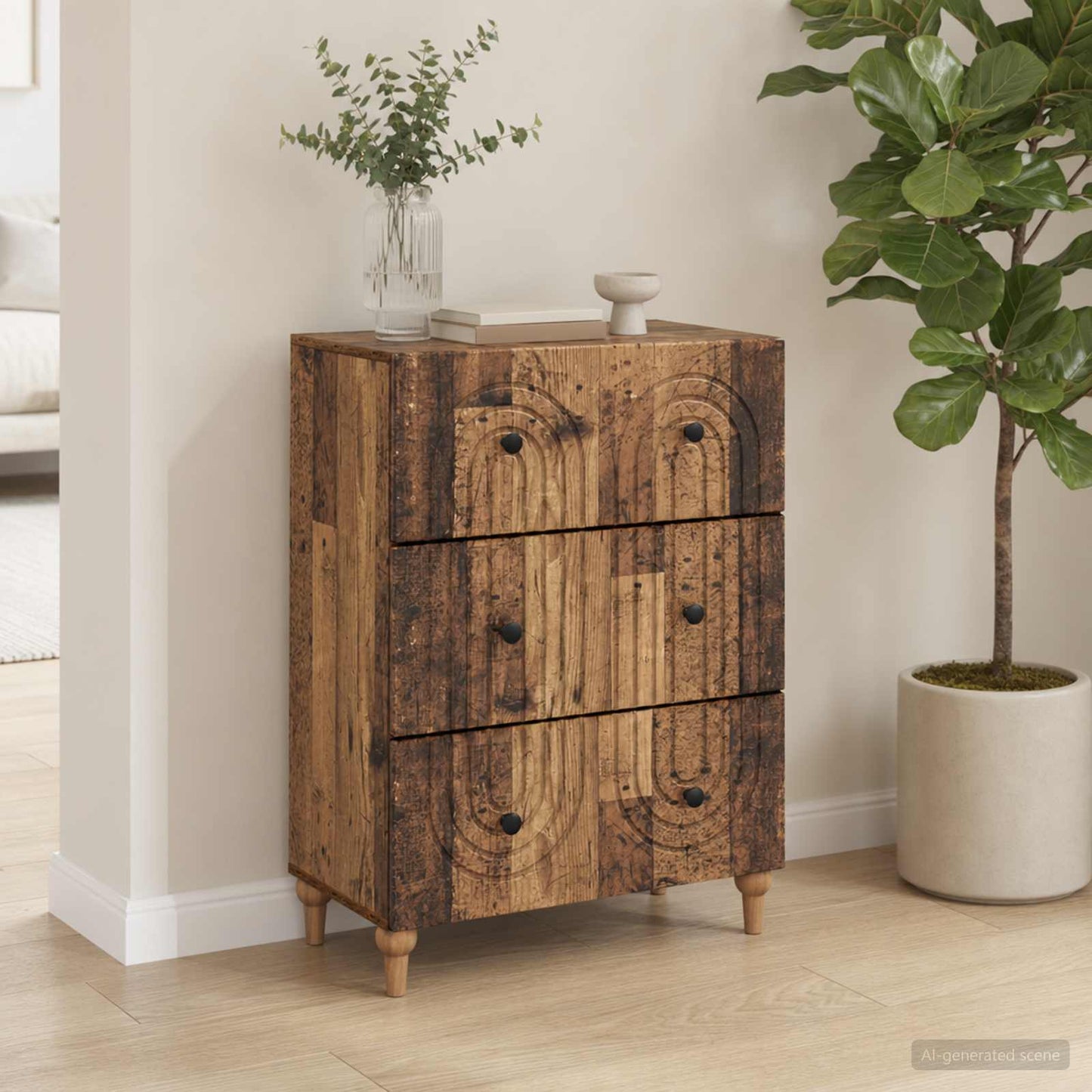 Schubladenschrank Altholz 66 x 34,5 x 90 cm Holzwerkstoff