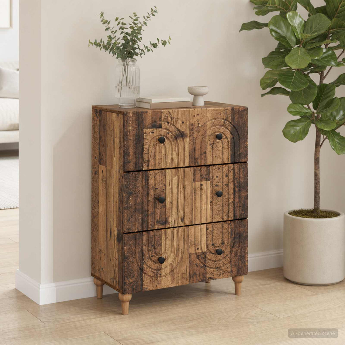 Schubladenschrank Altholz 66 x 34,5 x 90 cm Holzwerkstoff