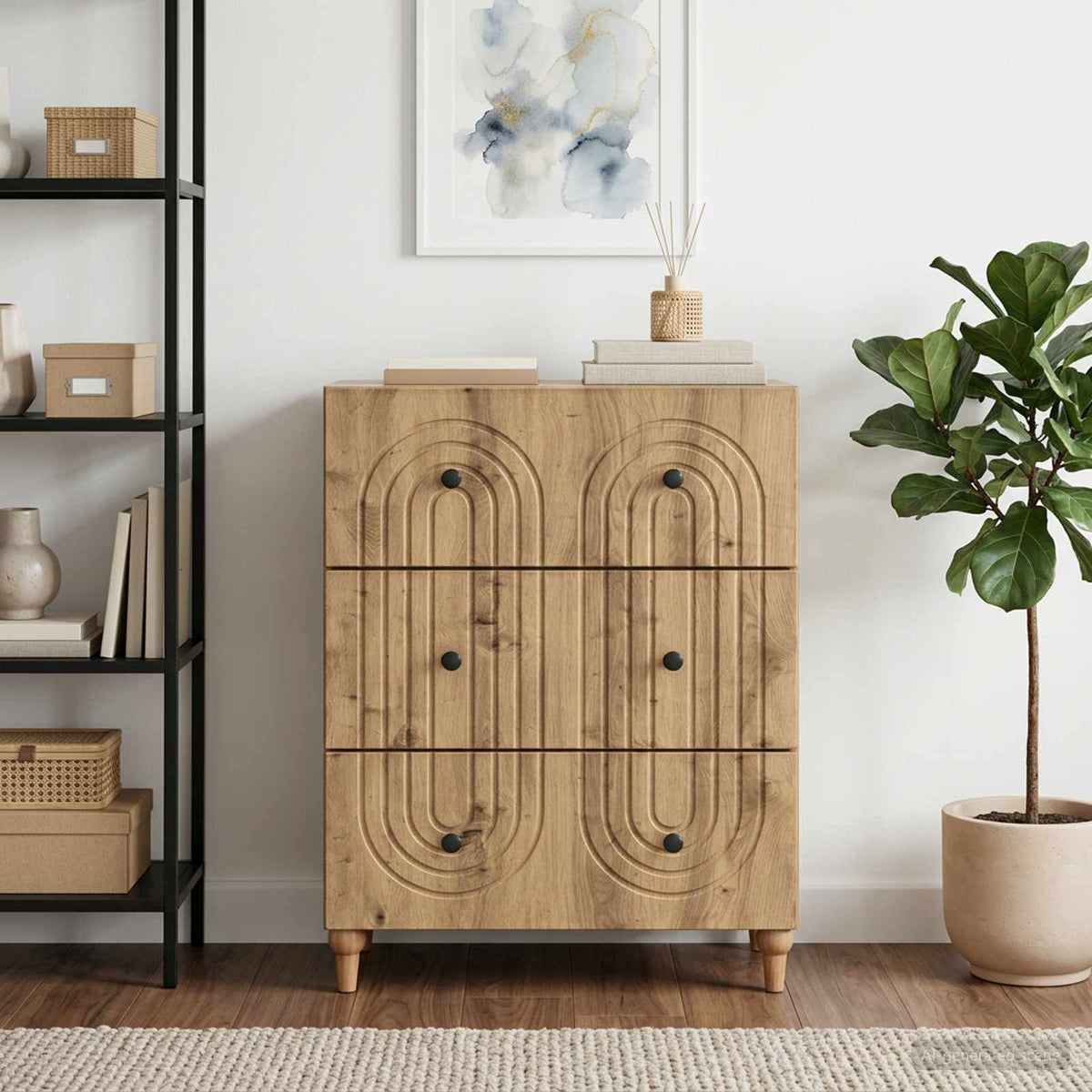 Schubladenschrank 66 x 34,5 x 90 cm Holzwerkstoff Artisan-Eiche