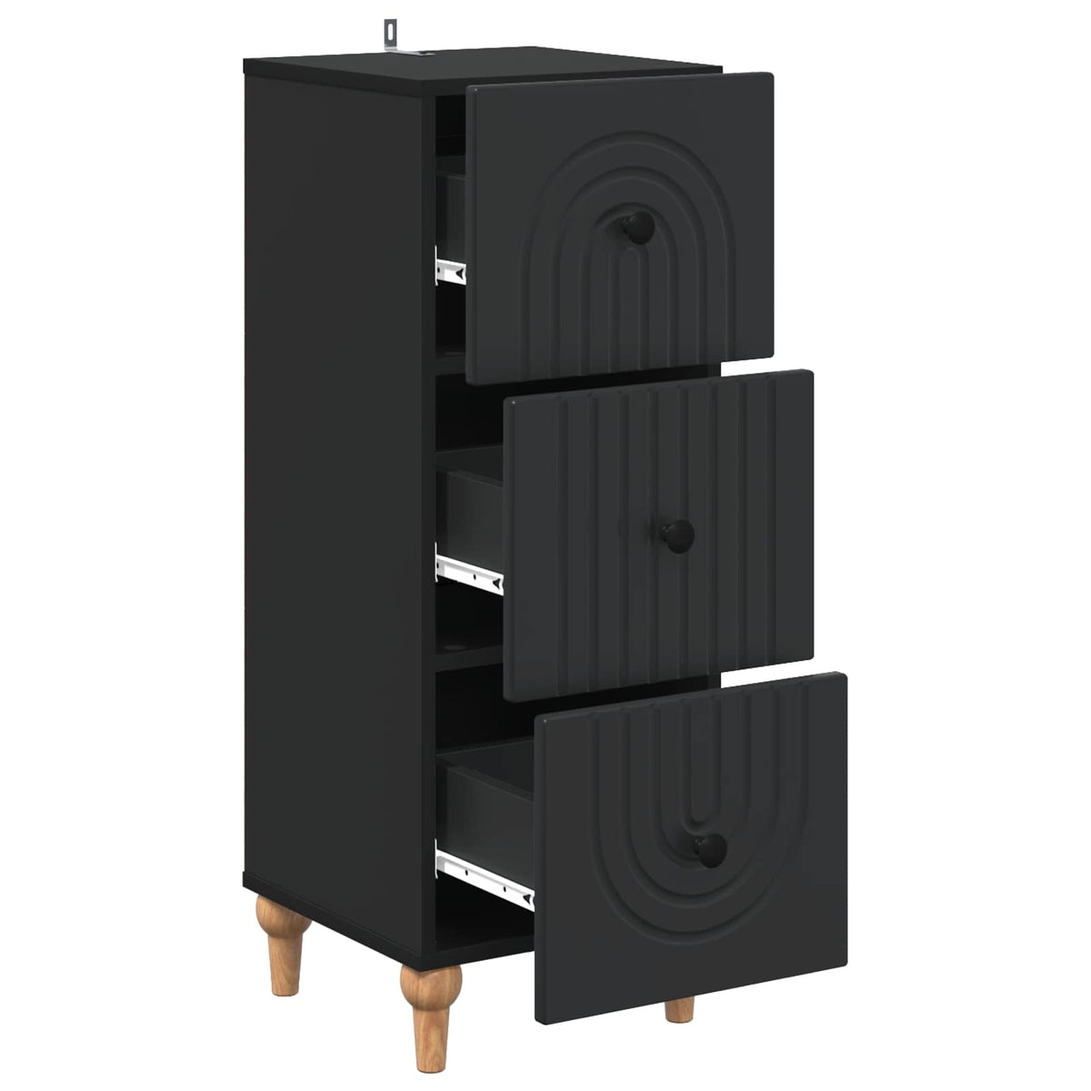 Schubladenschrank 33 x 34,5 x 90 cm Holzwerkstoff Schwarz