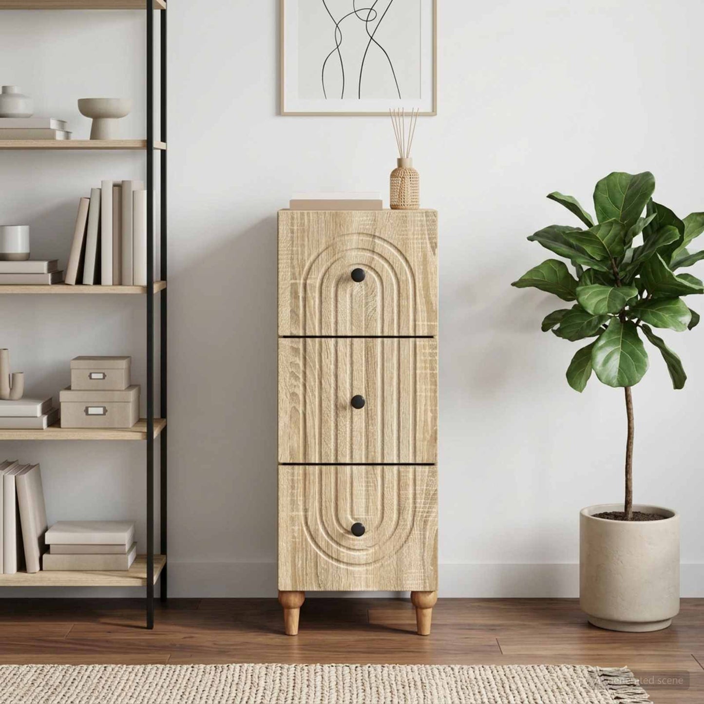 Schubladenschrank 33 x 34,5 x 90 cm Holzwerkstoff Sonoma-Eiche
