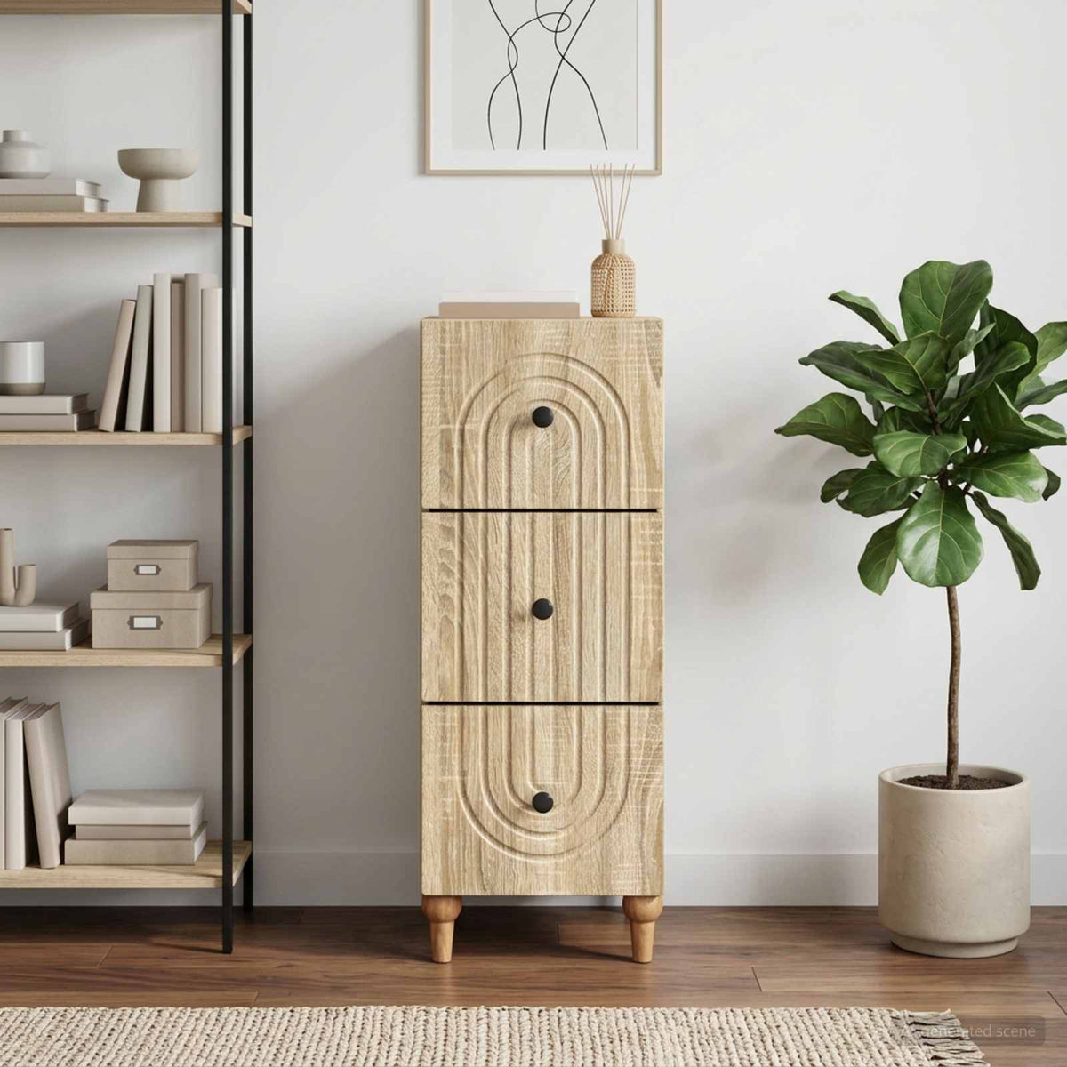 Schubladenschrank 33 x 34,5 x 90 cm Holzwerkstoff Sonoma-Eiche