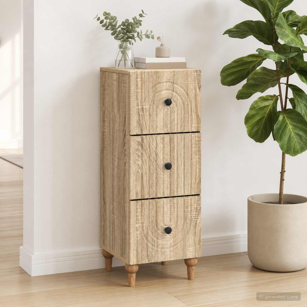 Schubladenschrank 33 x 34,5 x 90 cm Holzwerkstoff Sonoma-Eiche