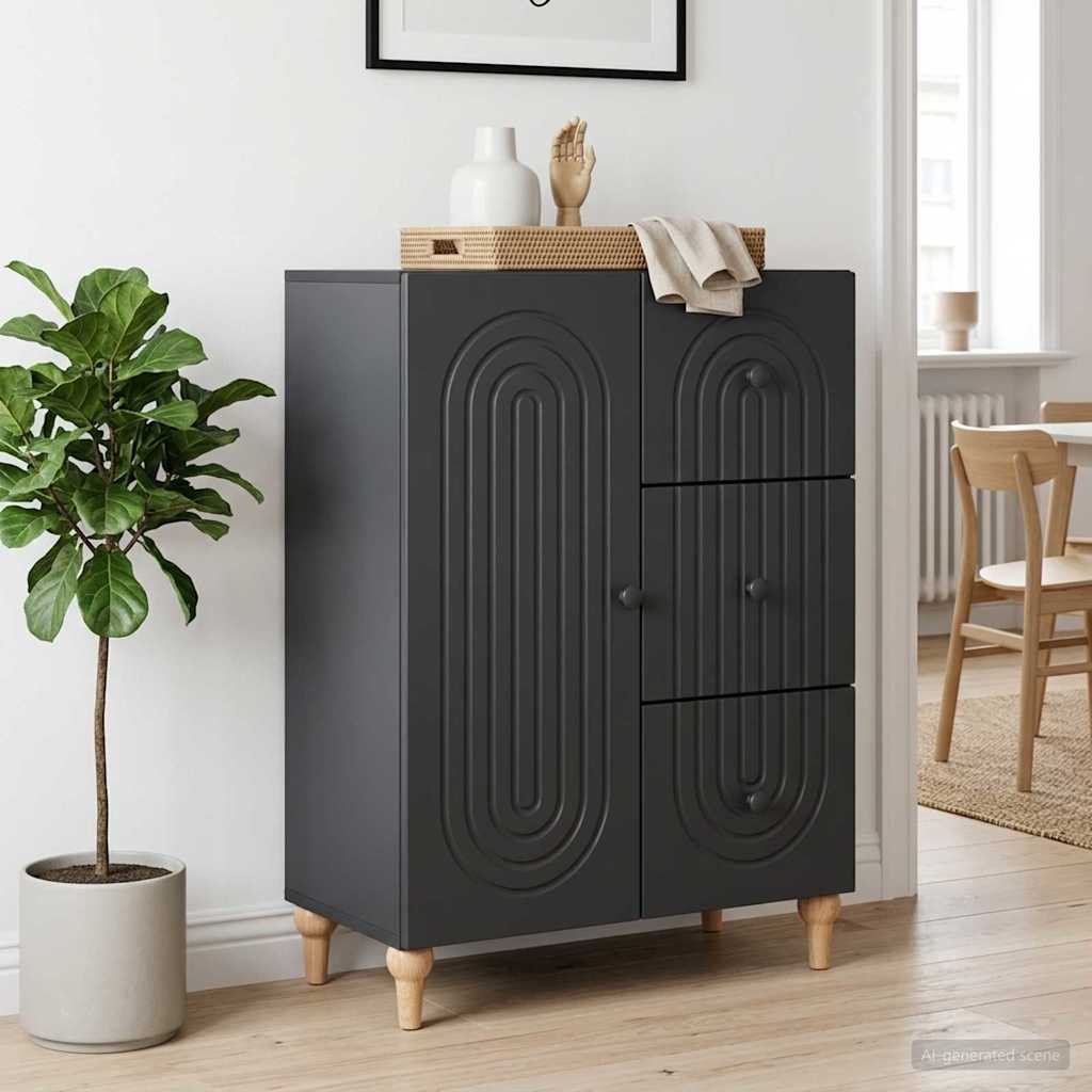 Sideboard Schwarz 66 x 34,5 x 90 cm Holzwerkstoff