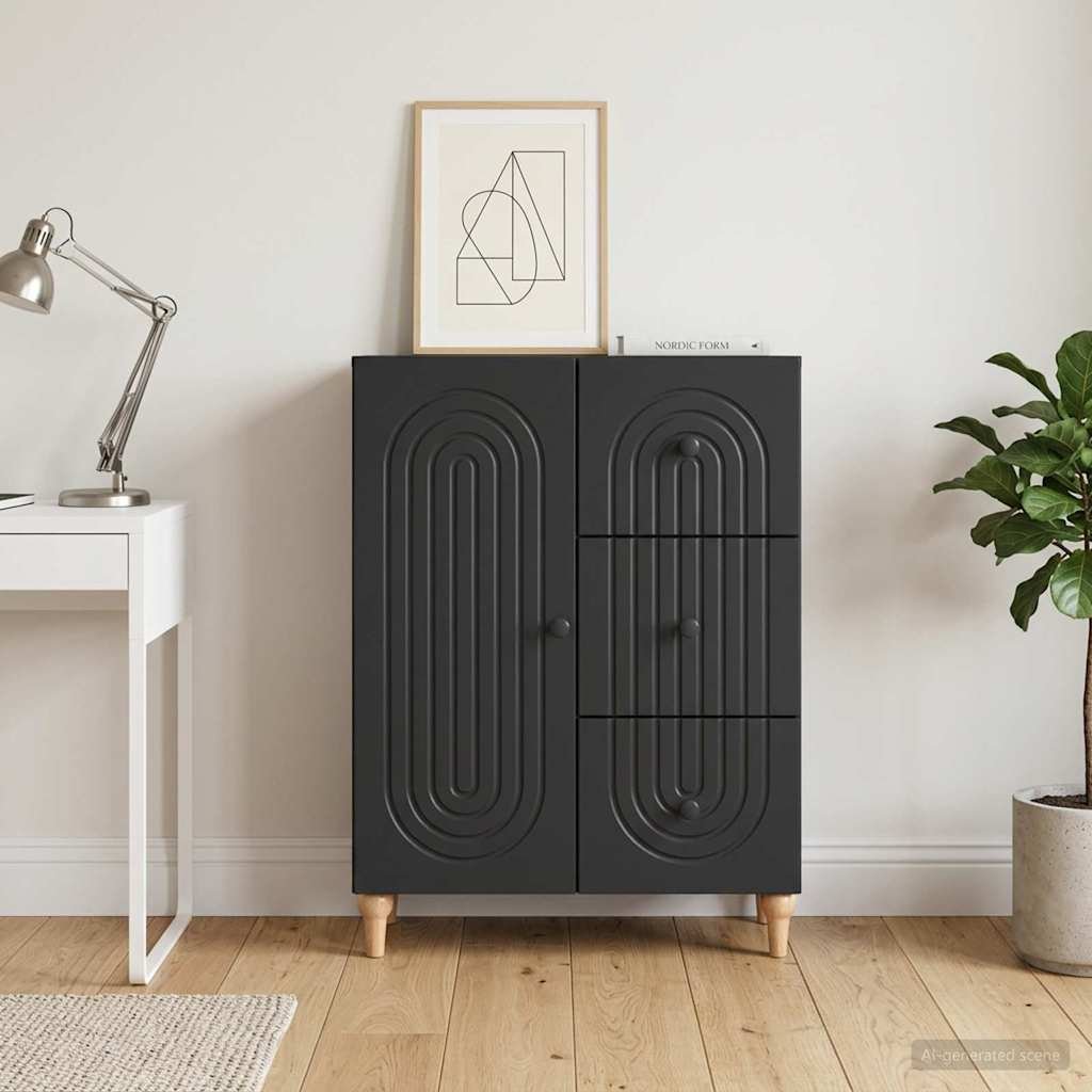 Sideboard Schwarz 66 x 34,5 x 90 cm Holzwerkstoff
