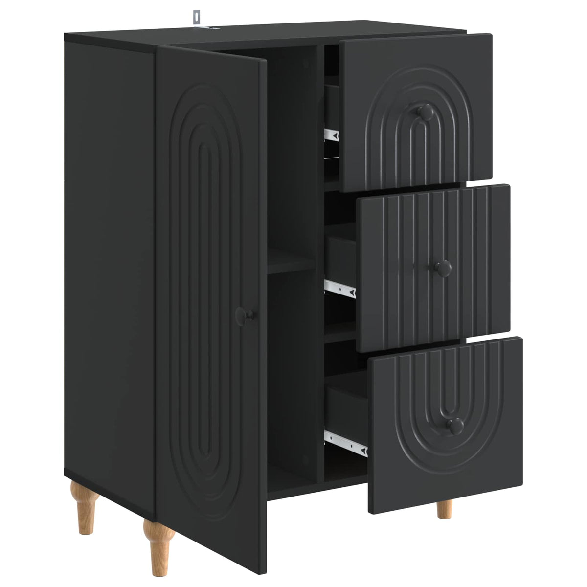Sideboard Schwarz 66 x 34,5 x 90 cm Holzwerkstoff