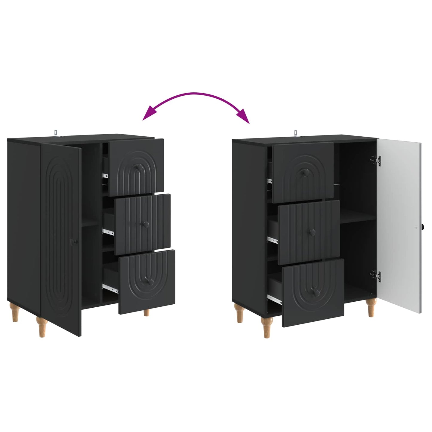 Sideboard Schwarz 66 x 34,5 x 90 cm Holzwerkstoff
