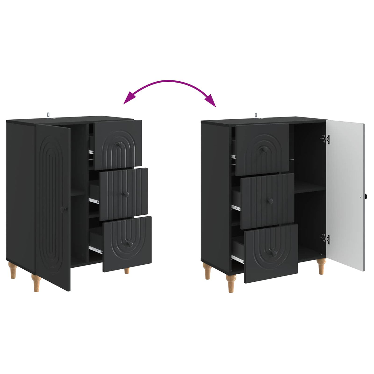 Sideboard Schwarz 66 x 34,5 x 90 cm Holzwerkstoff
