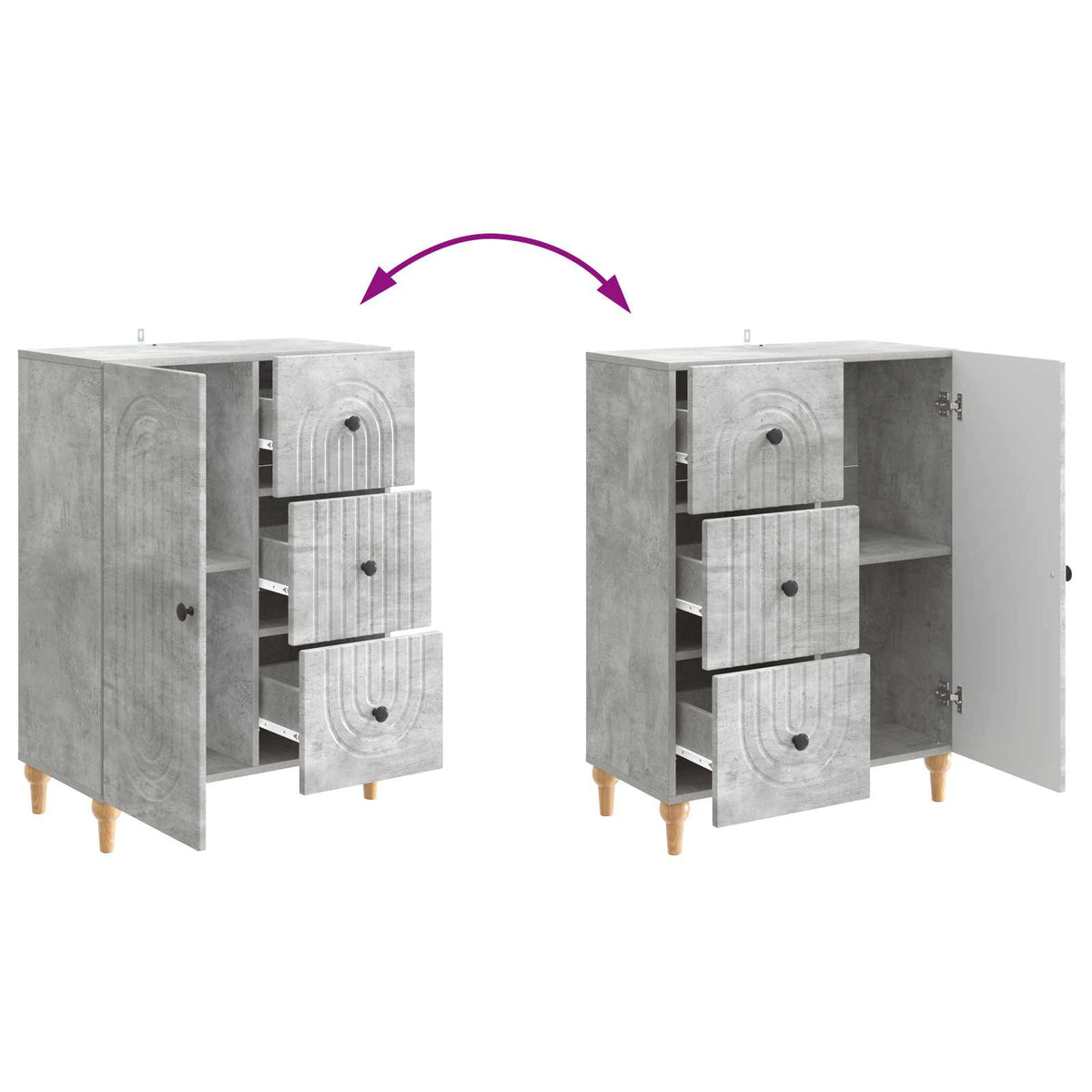 Sideboard Betongrau 66 x 34,5 x 90 cm Holzwerkstoff