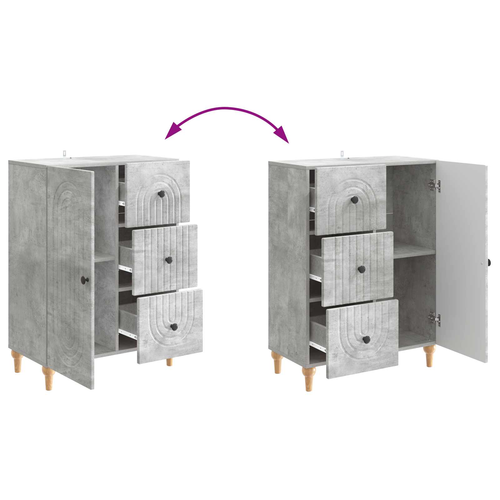 Sideboard Betongrau 66 x 34,5 x 90 cm Holzwerkstoff