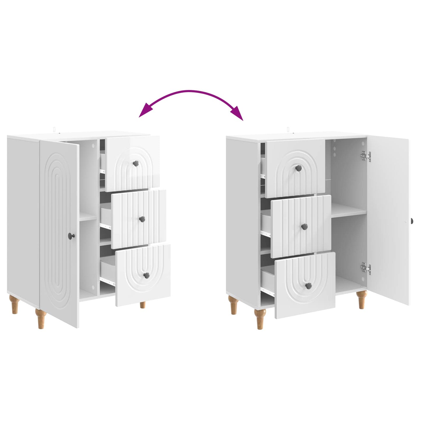 Sideboard Hochglanz Weiß 66 x 34,5 x 90 cm Holzwerkstoff