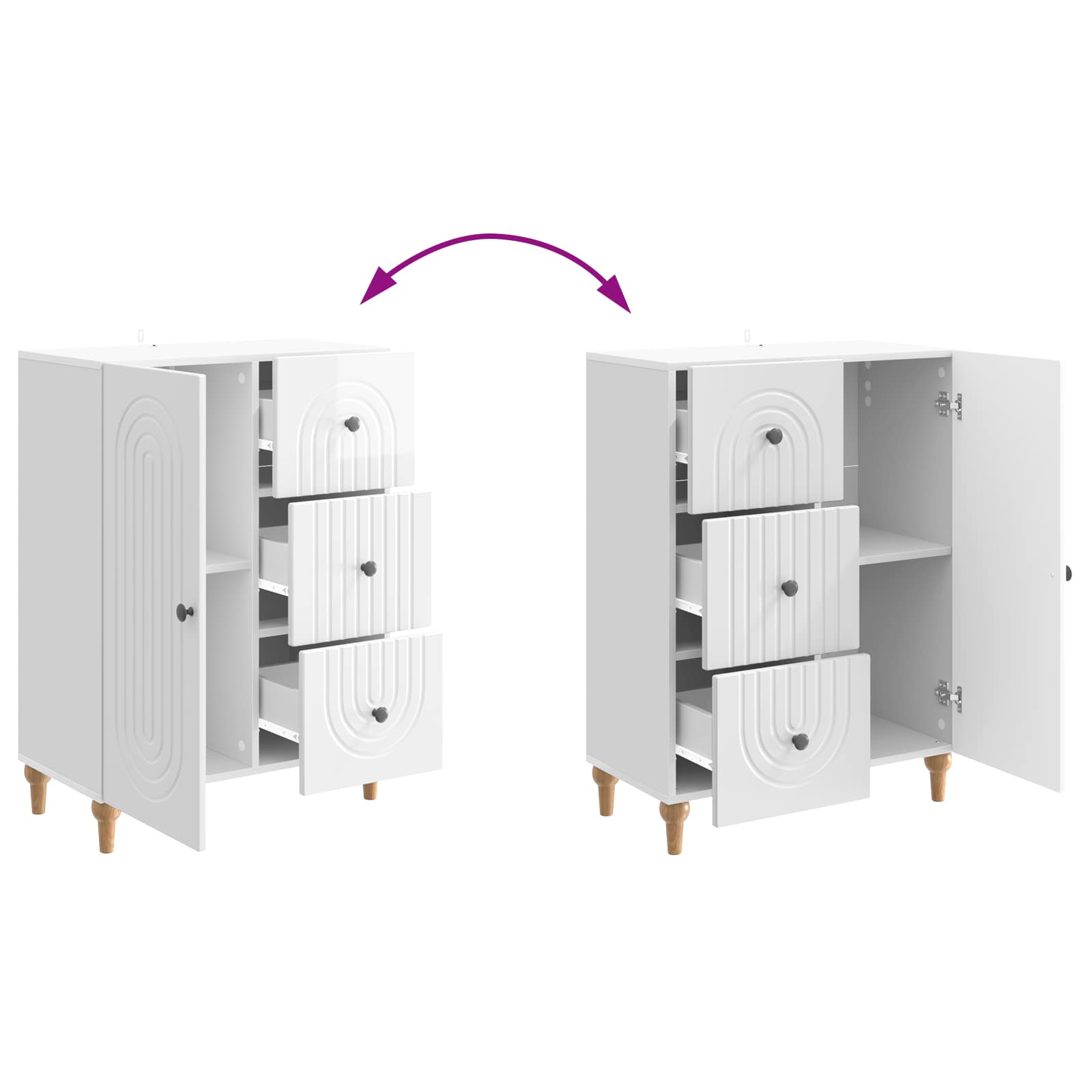 Sideboard Hochglanz Weiß 66 x 34,5 x 90 cm Holzwerkstoff