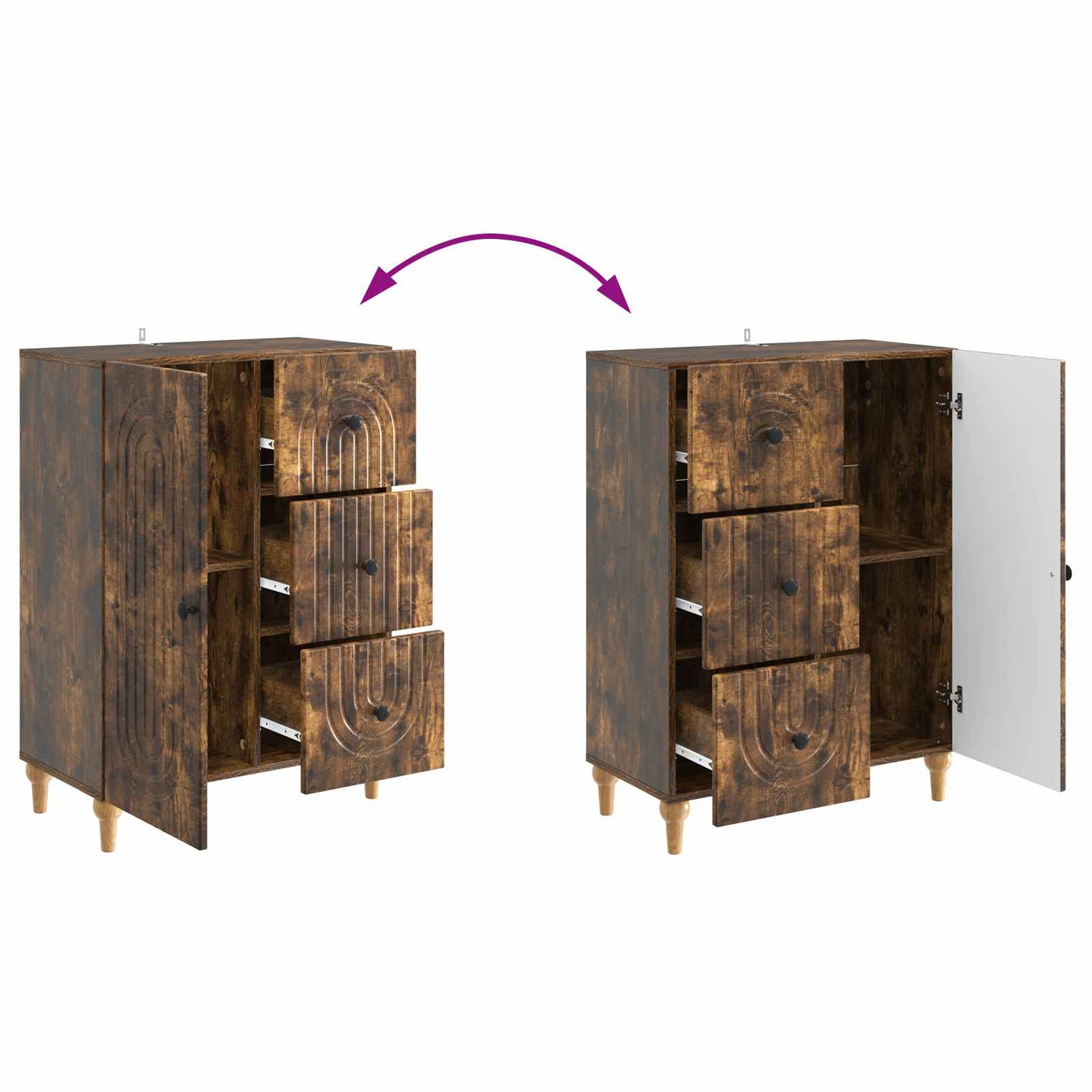 Sideboard Geräucherte Eiche 66 x 34,5 x 90 cm Holzwerkstoff