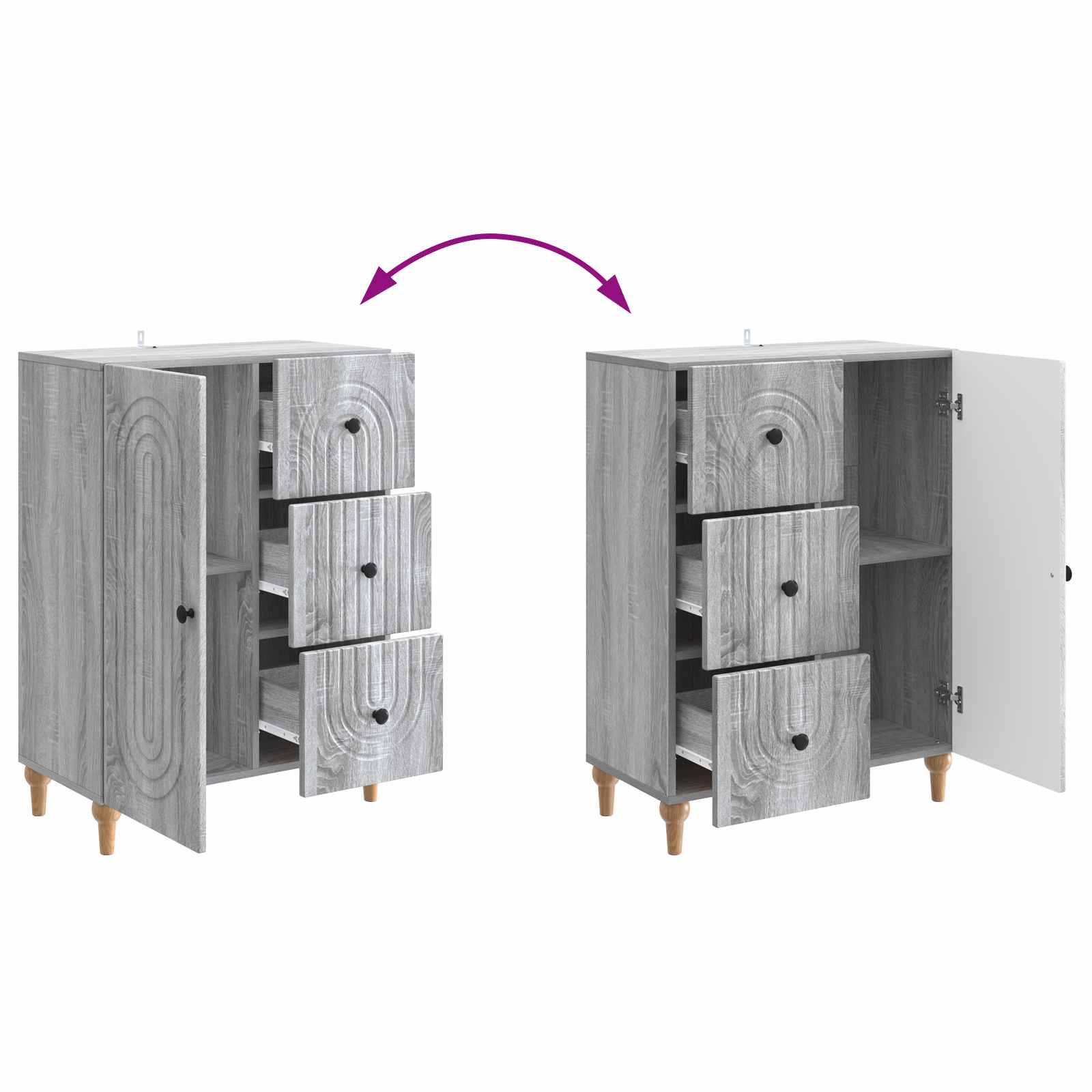 Sideboard Graues Sonoma 66 x 34,5 x 90 cm Holzwerkstoff