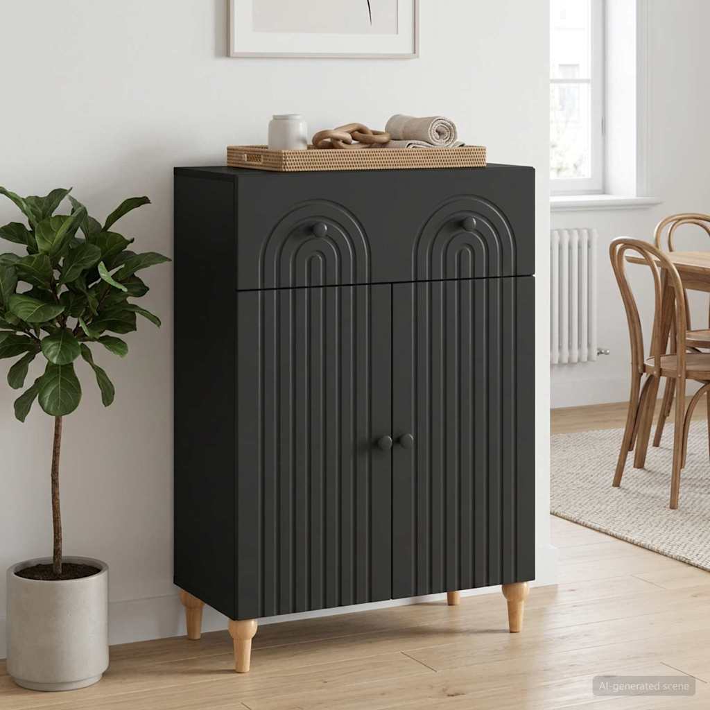 Sideboard Schwarz 66 x 34,5 x 90 cm Holzwerkstoff
