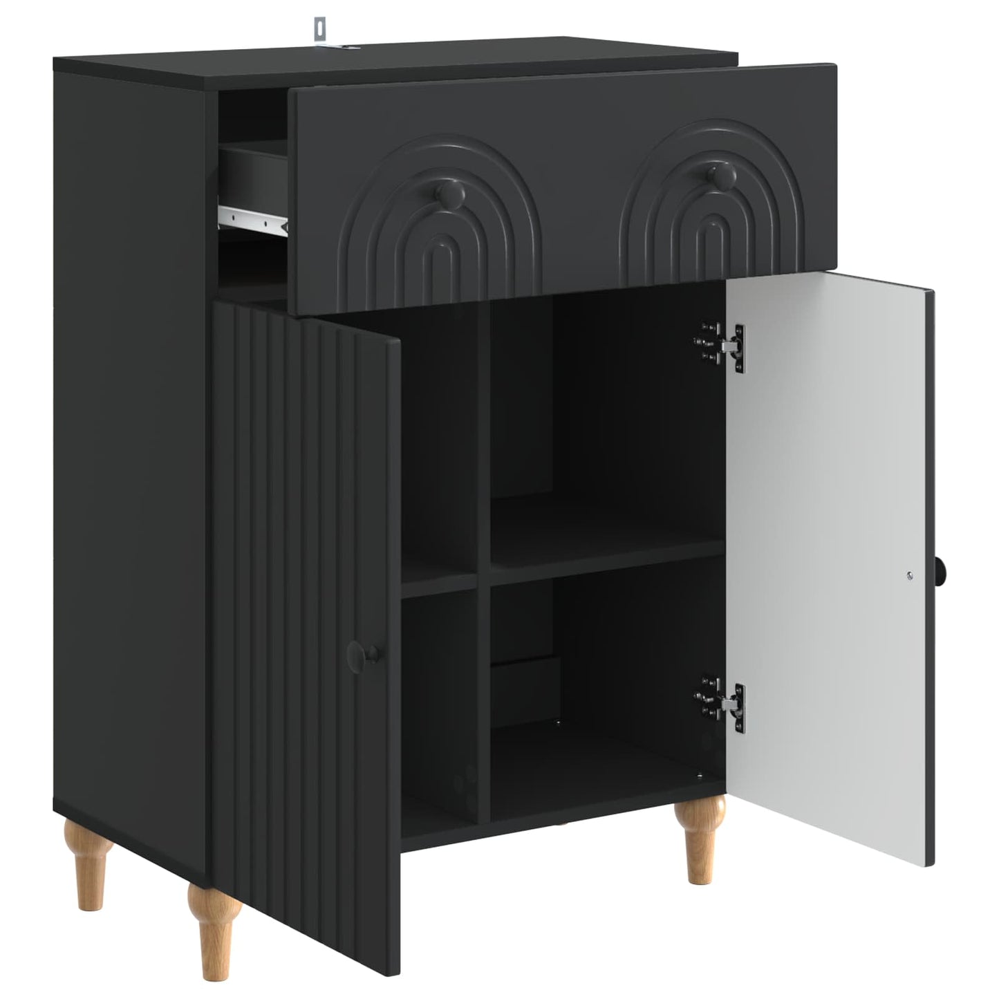 Sideboard Schwarz 66 x 34,5 x 90 cm Holzwerkstoff