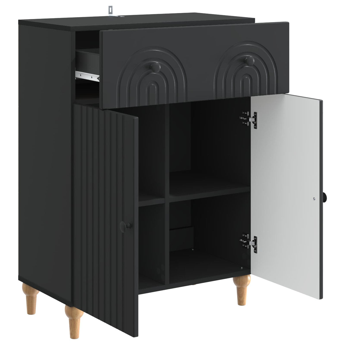 Sideboard Schwarz 66 x 34,5 x 90 cm Holzwerkstoff