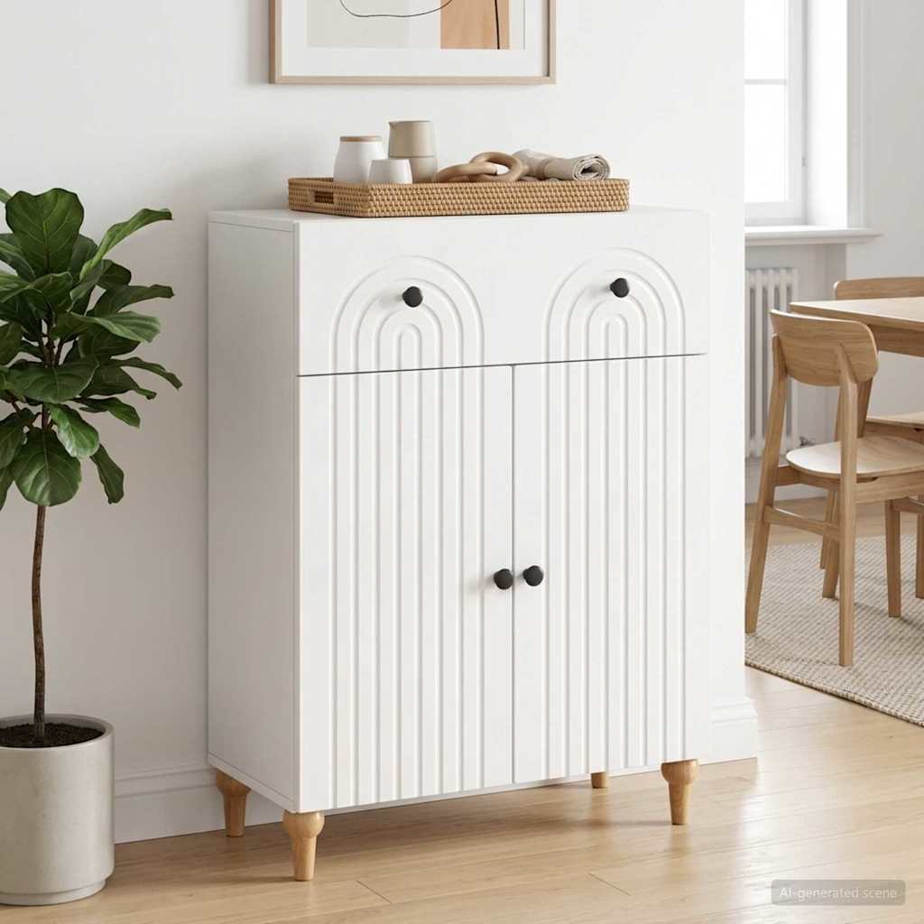 Sideboard Hochglanz Weiß 66 x 34,5 x 90 cm Holzwerkstoff