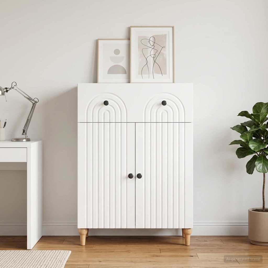 Sideboard Hochglanz Weiß 66 x 34,5 x 90 cm Holzwerkstoff