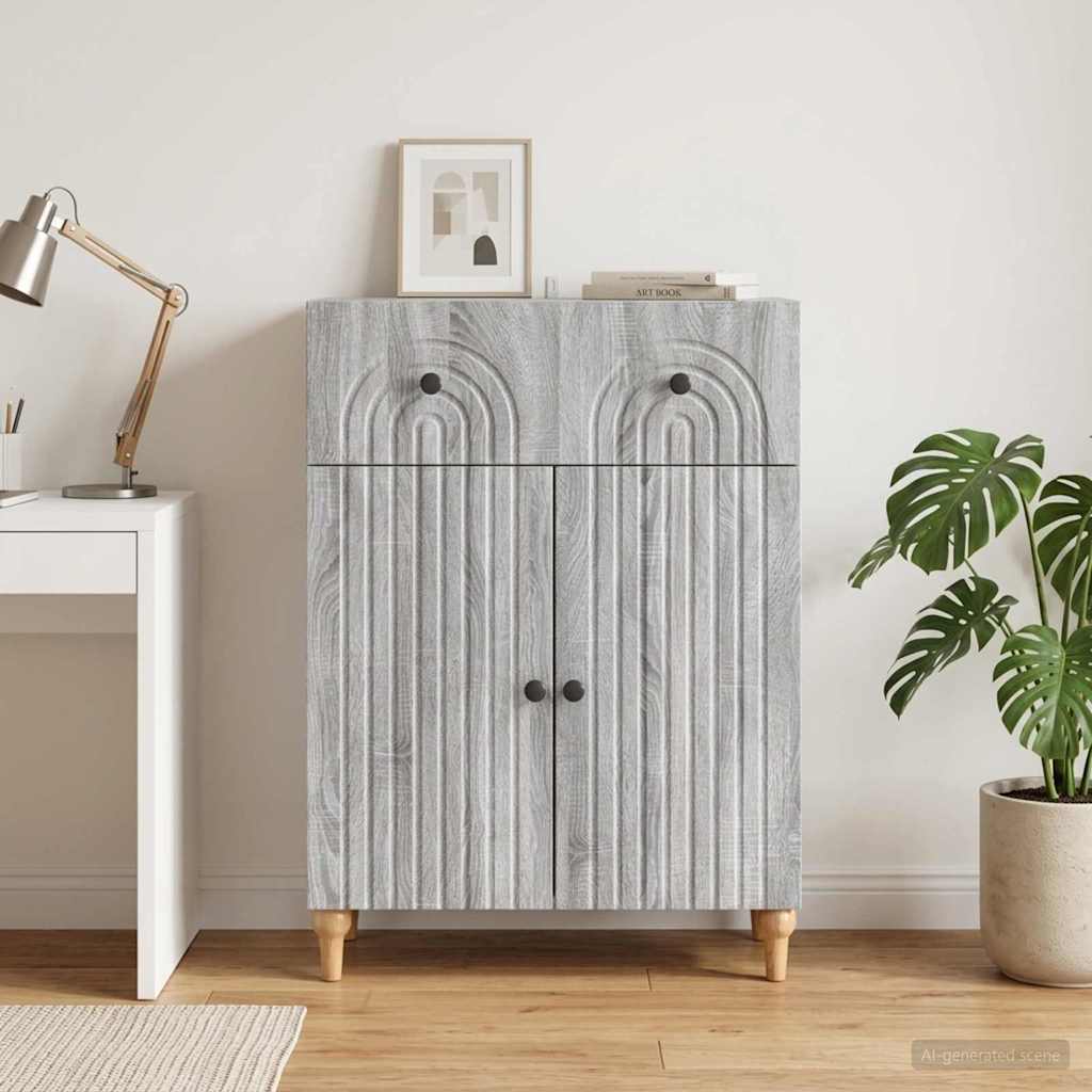 Sideboard Sonoma-Grau 66 x 34,5 x 90 cm Holzwerkstoff
