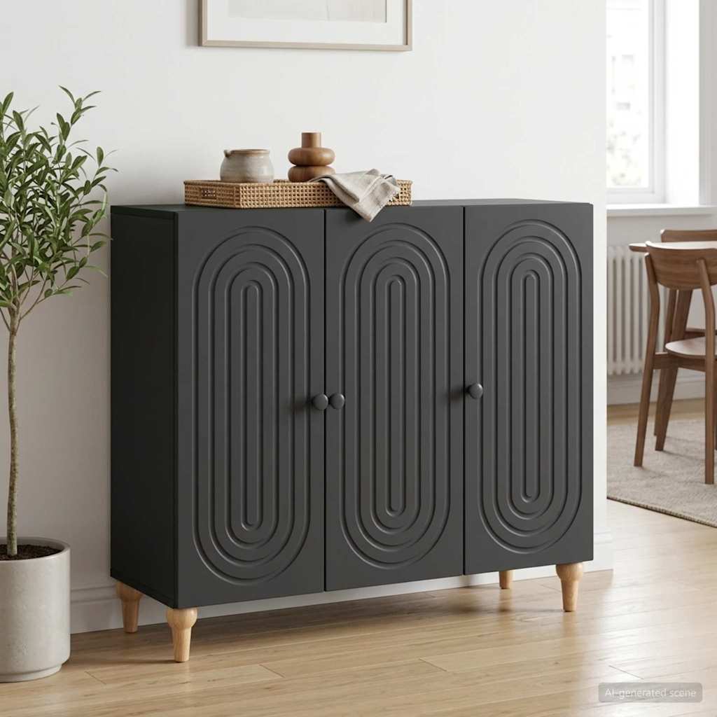 Sideboard Schwarz 89 x 34,5 x 80 cm Holzwerkstoff