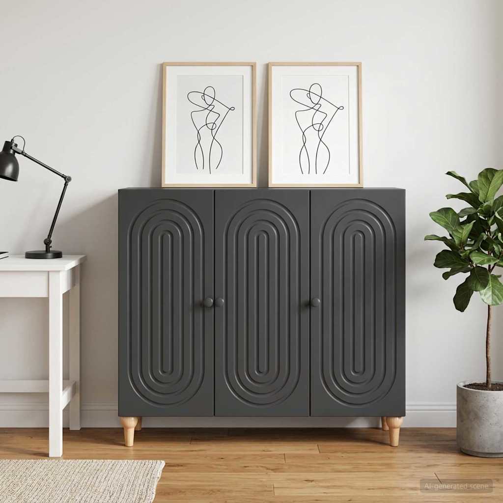 Sideboard Schwarz 89 x 34,5 x 80 cm Holzwerkstoff
