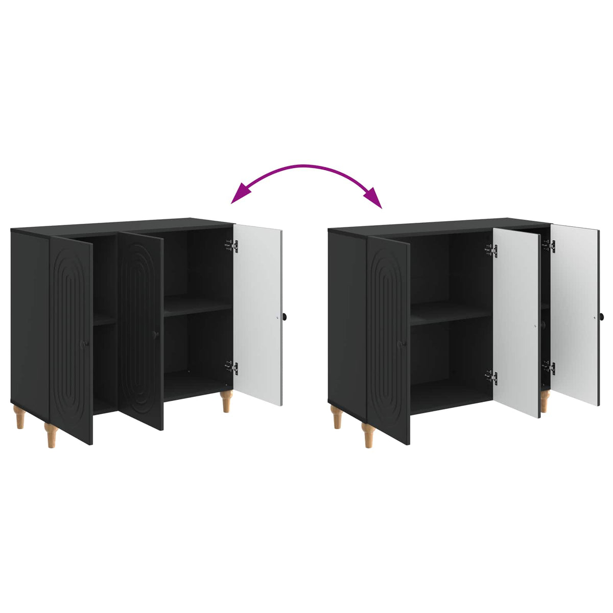 Sideboard Schwarz 89 x 34,5 x 80 cm Holzwerkstoff