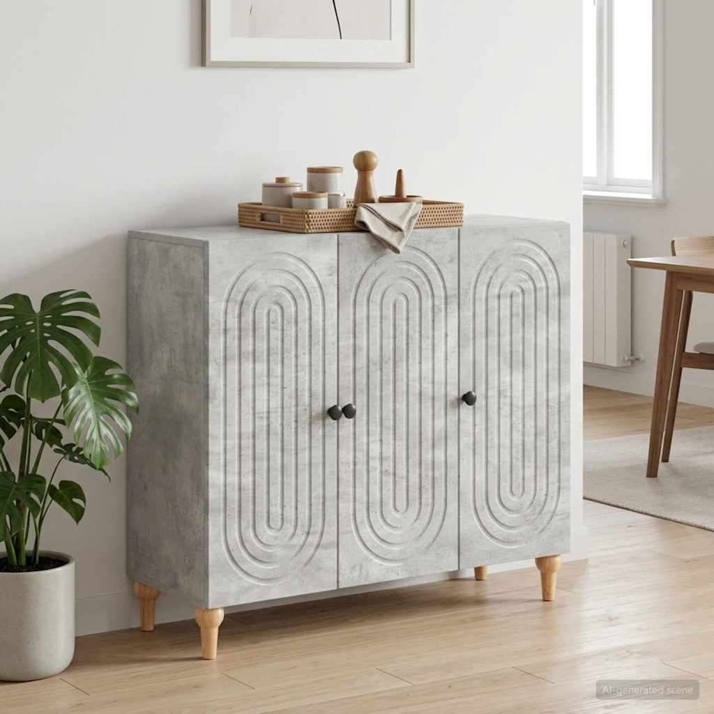 Sideboard Betongrau 89 x 34,5 x 80 cm Holzwerkstoff