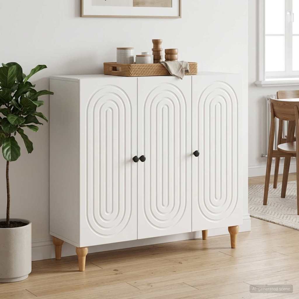 Sideboard Hochglanz Weiß 89 x 34,5 x 80 cm Holzwerkstoff