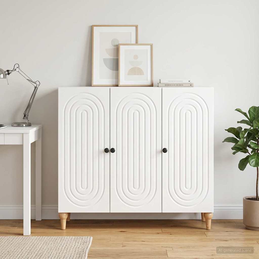 Sideboard Hochglanz Weiß 89 x 34,5 x 80 cm Holzwerkstoff
