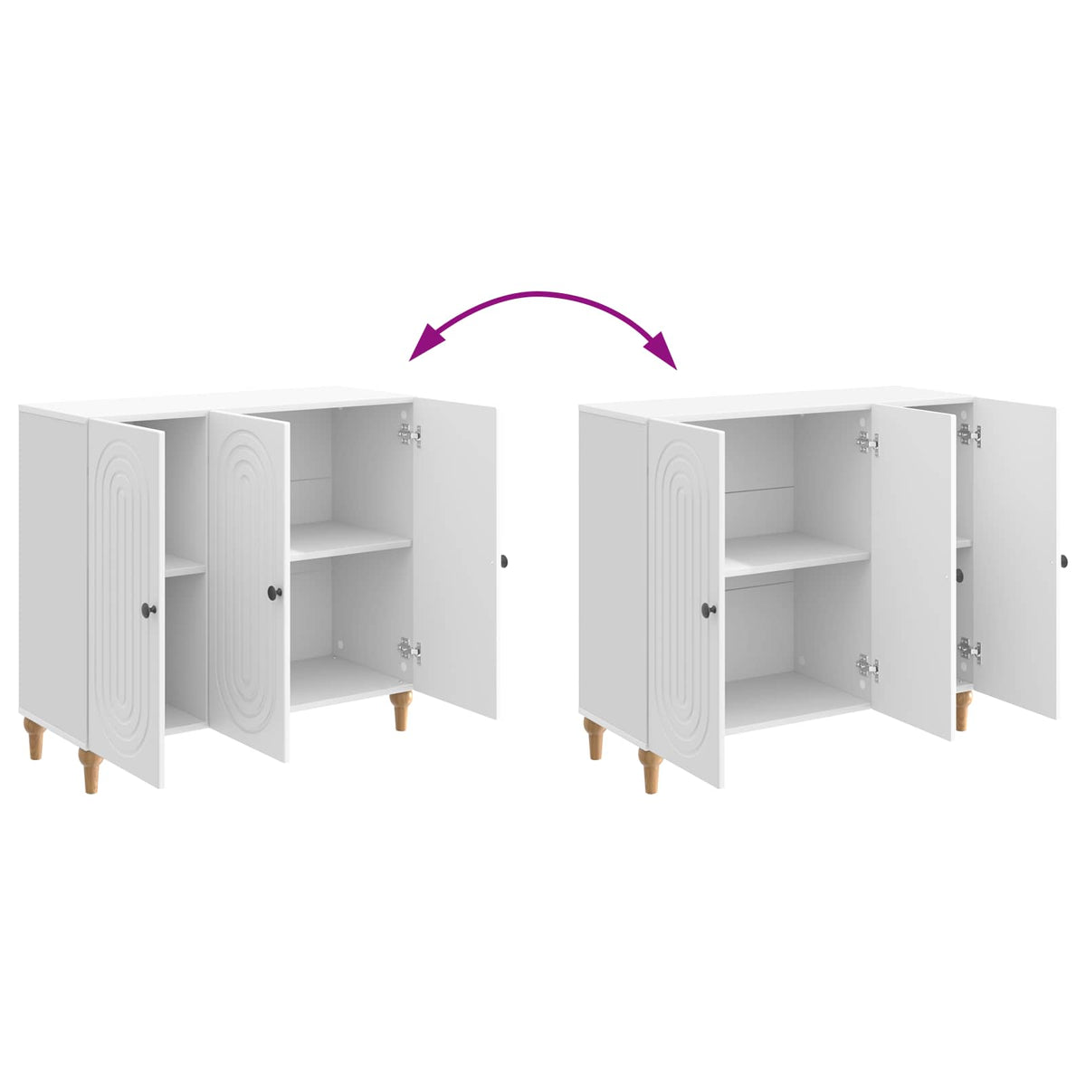 Sideboard Hochglanz Weiß 89 x 34,5 x 80 cm Holzwerkstoff